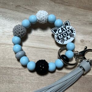 Cat mom keychain bracelet